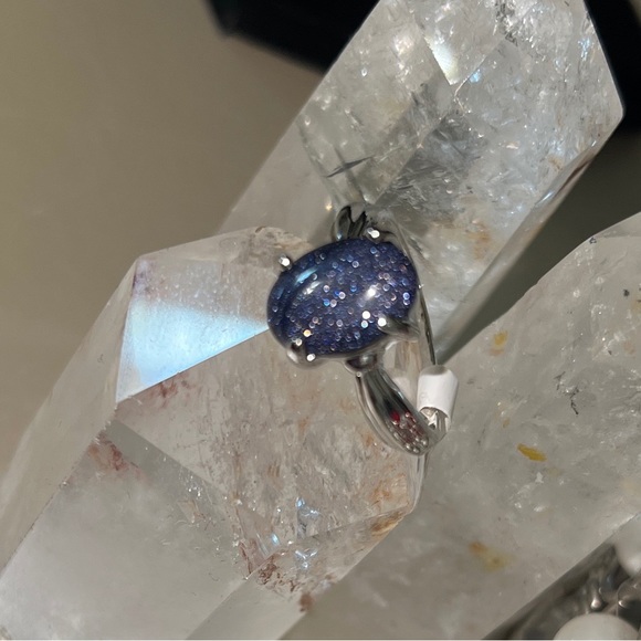 Blue Sandstone Gemstone in a Stainless Steel Ring size 9.5 - Picture 5 of 5